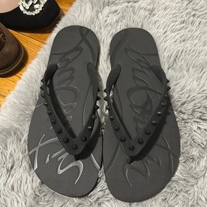 Black Christian Louboutin Flip Flops
